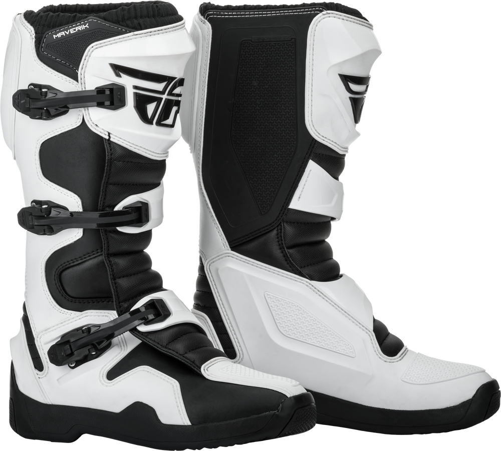 Fly Racing Maverik Boots - White/Black (Adult)